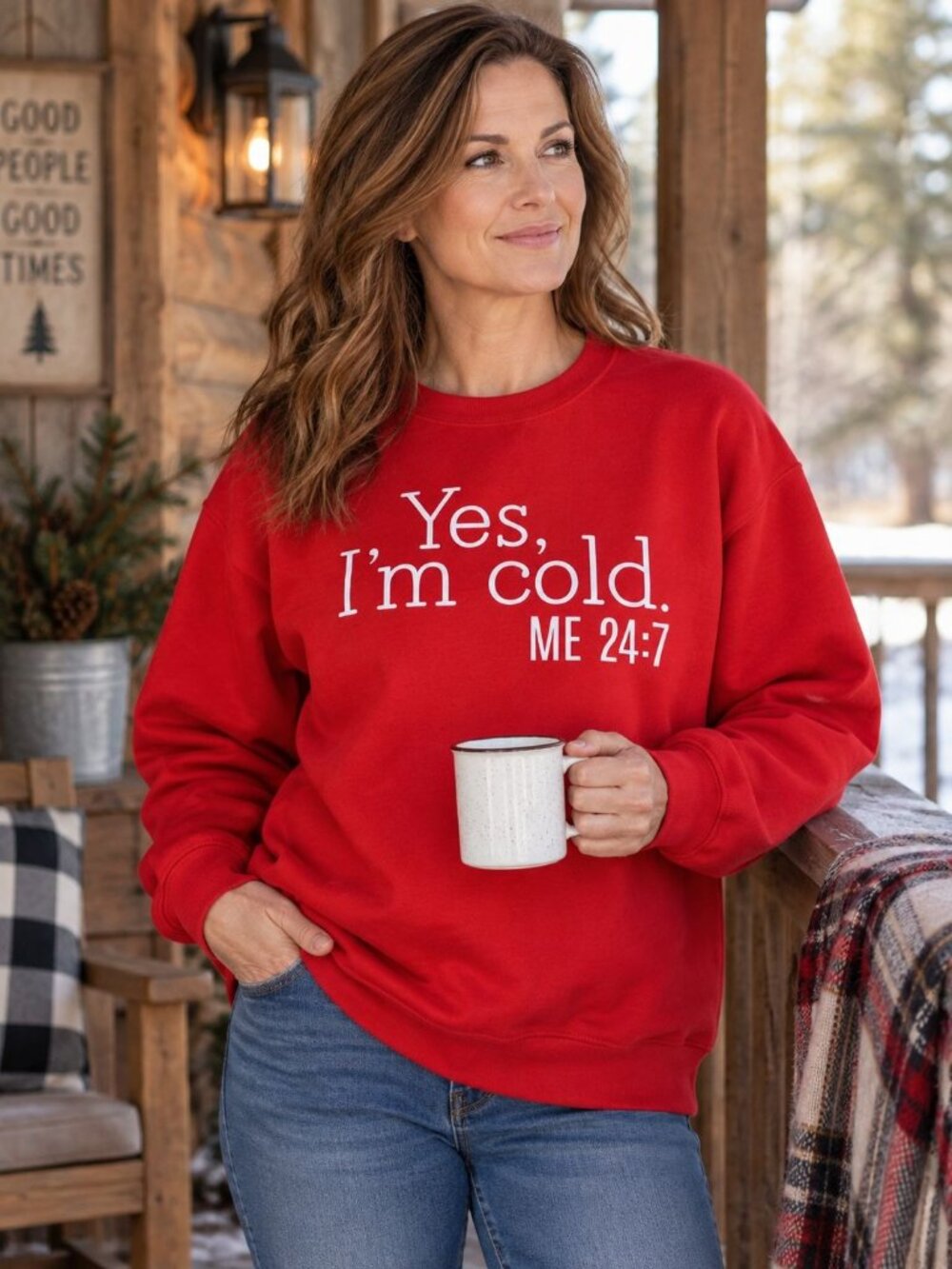 Yes Im Cold Sweatshirt Red Gildan Heavy Blend XL Funny Quote Pullover Unisex